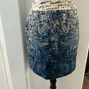 Ann Taylor Petite Loft Women Size 6P Skirt Short
Pencil Blue Tan Office Business